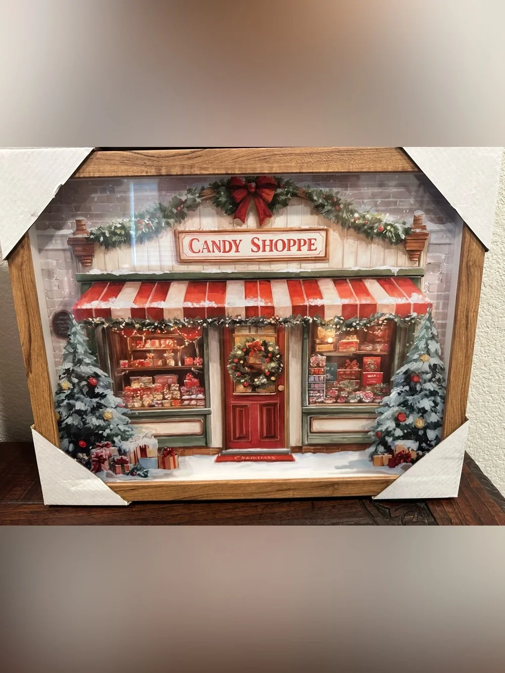 SET OF 2! Winter Coffee Shop & Christmas Candy Shop Shadow Box Wall Art Pictures